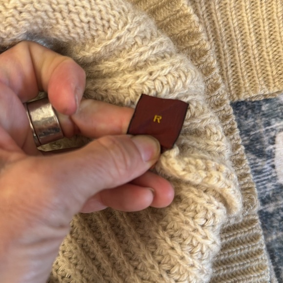 Vintage wool Tan Cable Knit Cardigan with leather buttons by preferred stock - Picture 11 of 15